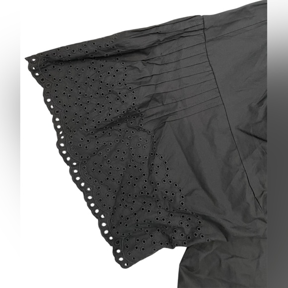 J Crew Jolie Top Size XL in Eyelet Cotton Poplin Black - Picture 6 of 11